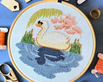 The Ugly Duckling Cross Stitch Pattern PDF (Golden Swan, Autistic, Autism, Autistic Pride, Fairytale, Pretty, Beautiful)