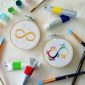 Autism and Neurodivergent Infinity Symbols Cross Stitch Pattern PDF Bundle
