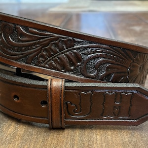 Tooled Leather Belt(not sewn)