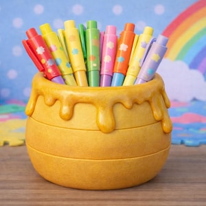 ハニーポット ペンホルダー STL – 滴るハニージャー デスクオーガナイザー（デジタルダウンロード）