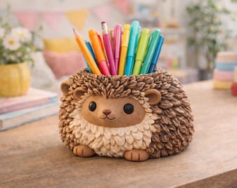 Fluffy Hedgehog Pen Holder - 3D Printed Organizer - Planter STL