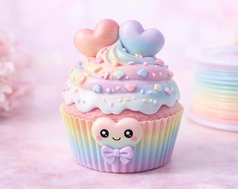 3D Printed Kawaii Cupcake – Pastel Heart Valentine Decor