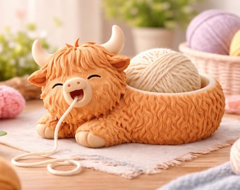 Highland Cow als Yarn Buddy - zum selbst ausdrucken im 3D Druck (Digitale STL Datei)