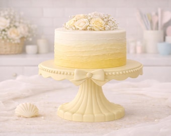 3D Printable Cake Stand with Bow – Elegant Dessert Display Pedestal (STL File)