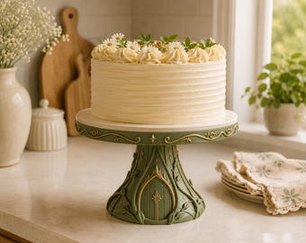 Supporto per torta a forma di porta fatata STL / Alzata per torta a tema foresta incantata / Supporto per dessert a tema bosco magico / Decorazione per feste fantasy / File STL stampabile in 3D