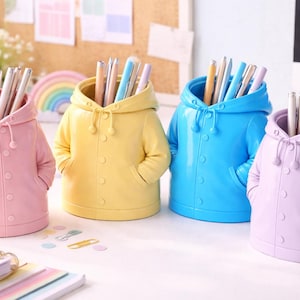 Raincoat Pen Holder STL – Hoodie Style Desk Organizer (Digital Download)