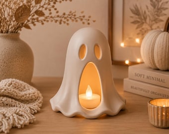 Ghost Candle Holder STL | Halloween Ghost Lantern 3D Print | LED Tealight Holder | Cute Spooky Halloween Decor STL