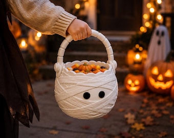 Mummy Treat Basket STL | Halloween Candy Basket | Trick or Treat Mummy Bucket | Cute Halloween 3D Print File