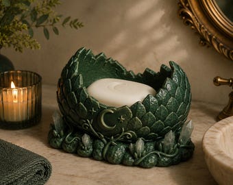 Dragon Egg Soap Holder STL | Fantasy Bathroom Decor | Crystal Soap Dish | Dragon Egg Nest STL | Witchy Bathroom Organizer | 3D Print File