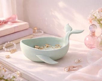 Whale Trinket Dish – STL Jewelry Holder – 3D Ring Bowl – Fish Decor for Vanity – STL