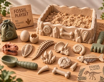 Fossil Dig Sensory Playset STL – Dinosaur Excavation & Archaeology Play Set
