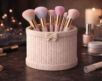 Kawaii Strick Make-up Pinsel Halter STL - 3D Printable Vanity Organizer (Digitaler Download)
