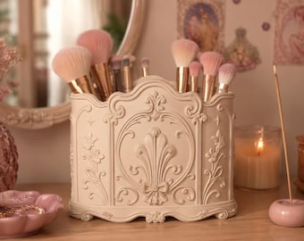 Elegant Rococo Makeup Brush Holder STL | Vanity Organizer for Brushes & Cosmetics | Coquette Vanity Decor