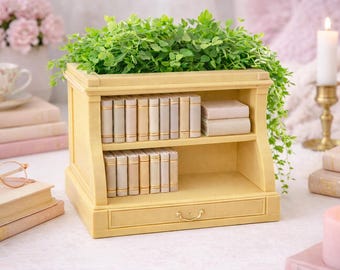 3D Printable Bookshelf Planter – Mini Library Decor (STL File)