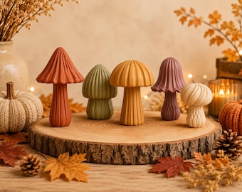 Ribbed Mushroom Decor STL Set | 5 Whimsical Mushrooms | Autumn Fall Decor | Cottagecore Woodland 3D Print Files