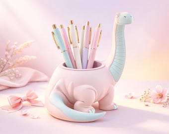 Brontosaurus Stifthalter STL – Pastell Dinosaurier Schreibtisch Organizer (Digitaler Download)
