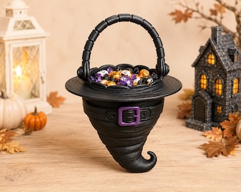 Witch Hat Candy Basket STL | Halloween Treat Basket | Witch Candy Bowl 3D Print File