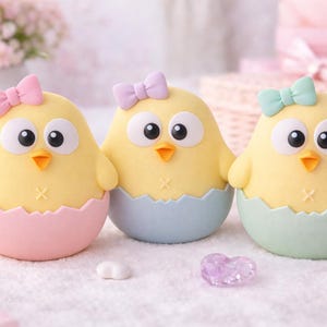 Kawaii Kyckling i Ägg STL – 3D-utskriftsfil, Pastell påskdekor (Digital Nedladdning)