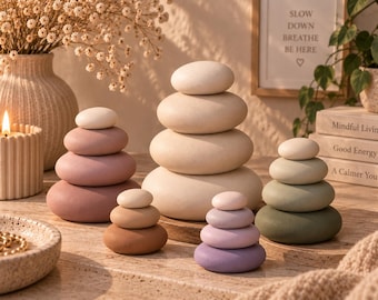 Balanced Zen Stones STL | Stacked Pebble Decor | Minimalist Home Decor 3D Print | Meditation & Spa Decor STL File