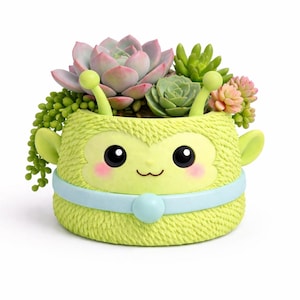 Alien Planter STL | Kawaii Succulent Pot | 3D Printable Desk Decor | Fun Plant Holder Design