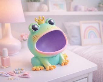 Portagioie a forma di rana kawaii con corona – Portagioie stampabile in 3D