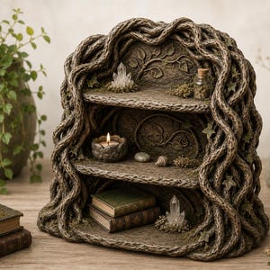 Étagère en vigne enchantée STL | Présentoir à racines d'arbre de forêt fantastique (Imprimable en 3D)