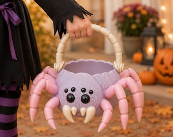 Spider Halloween Candy Basket STL | Spooky Trick or Treat Bucket (3D Print File)