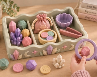 Crystal Treasure Sensory Playset STL | Gem Mining & Sorting Game | Kids Sensory Activity | Crystal Hunt 3D Print Files