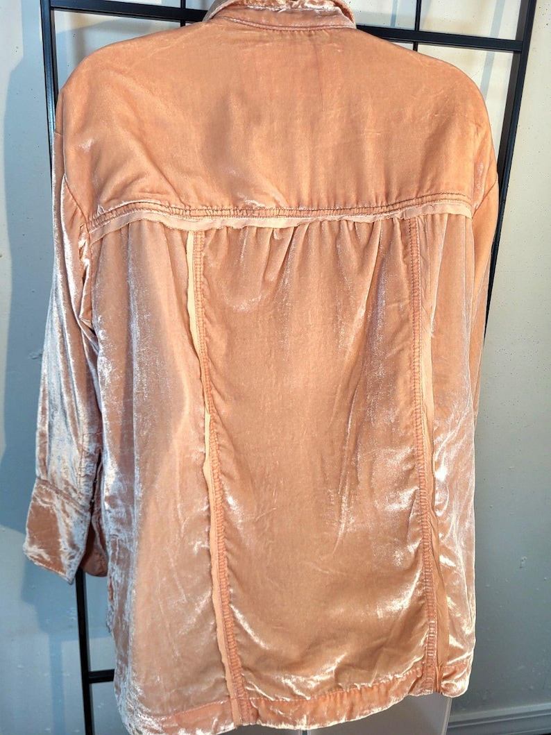 Top de manga larga estilo western relajado color melocotón de terciopelo aplastado de Free People imagen 4