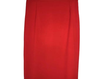 Vintage Womens Elevated Basic Minimalist Linen Look Red Pencil Skirt M