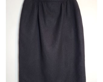 Vintage LJL Sport black wool pencil skirt US made elastic pockets classic Size 8
