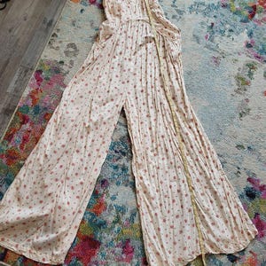 Free People Boho Cottagecore weites Bein Neckholder Pullover Strampler Floral XS Bild 4