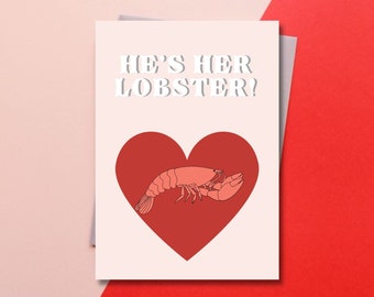 Valentine's Day Card, Card with Friends Theme, Romantic Card, Funny Card, Digital Love Card, Lobster Card, Last Minute Gift, Friends Card