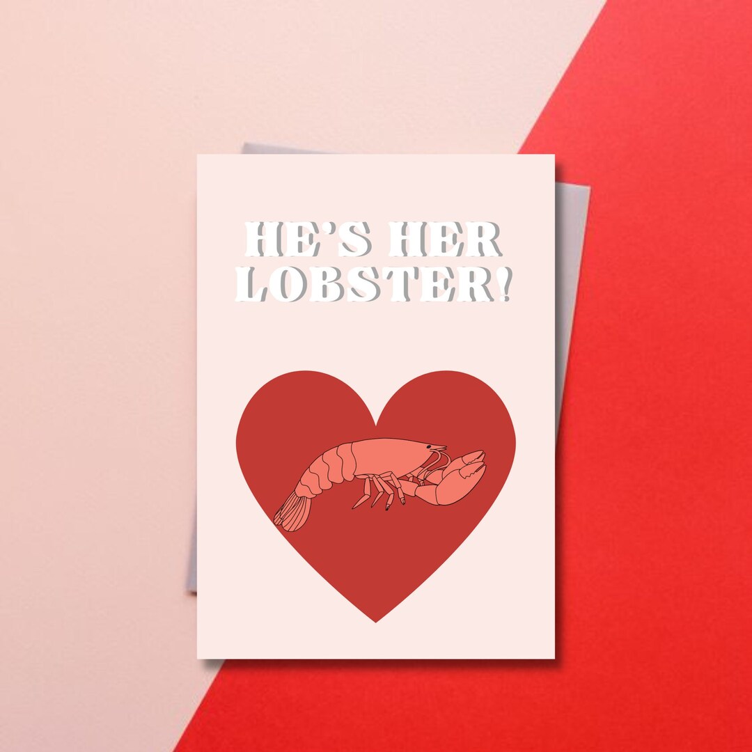Printable Lobster Valentine's Day Card, Friends Themed Valentine's Day