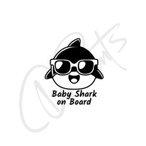 Baby Shark Na Pokładzie Baby Shark W Samochodzie Bany Shark Naklejka Baby Shark Naklejka Baby Shark Winyl Baby Shark Samochód