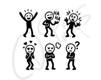 Stick Sticker Stickman sticker Happy Stickman Angry stickman Lachende stickman Bang stickman verliefd stickman grappige sticker vinyl