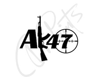 AK-47 Car Sticker, Gamer Assault Rifle Decal