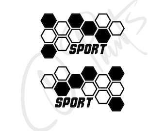 Sticker voiture sport, sticker hexagonal Sticker voiture sport Sticker hexagonal latéral de voiture