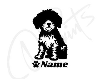 Bichon with name car sticker Bichon car decal Bichon in car Fluffy Dog in car Fluffy Dog Car Sticker Name Dog Sticker