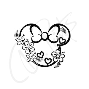 Minnie Mouse bilklistermärke, blommig mushuvuddekal