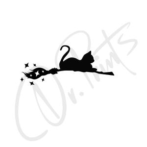 Witch Sticker Witch Cat Sticker Cat on the Broom Sticker Cat Car Sticker Funny Witch Sticker Love Cats Sticker Witch on the Broom Sticker