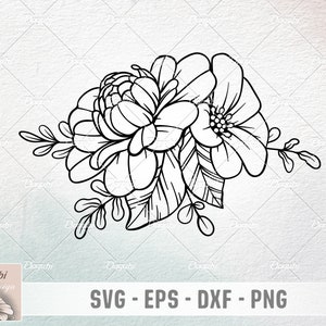 Plotterdatei Pfingstrose und Wildblumen, Plotterdatei
