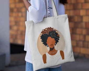 Boho African Woman Tote Bag Ethnic Tote Black Woman Shopping Bag Afrocentric Market Tote Ethnic Bohemian Purse