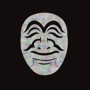 Korean Art Set in Nacre Style – Printable Hahoe Mask Man & Woman, Traditional Hat (Gat), Moon Jar | Digital Download