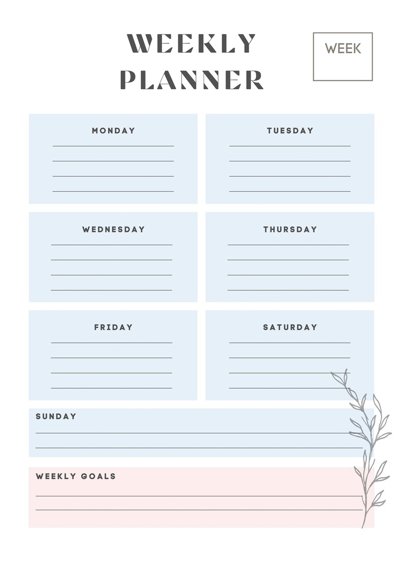 Printable Daily, Weekly, Monthly Goal Planner Sheet, Digital Download ...