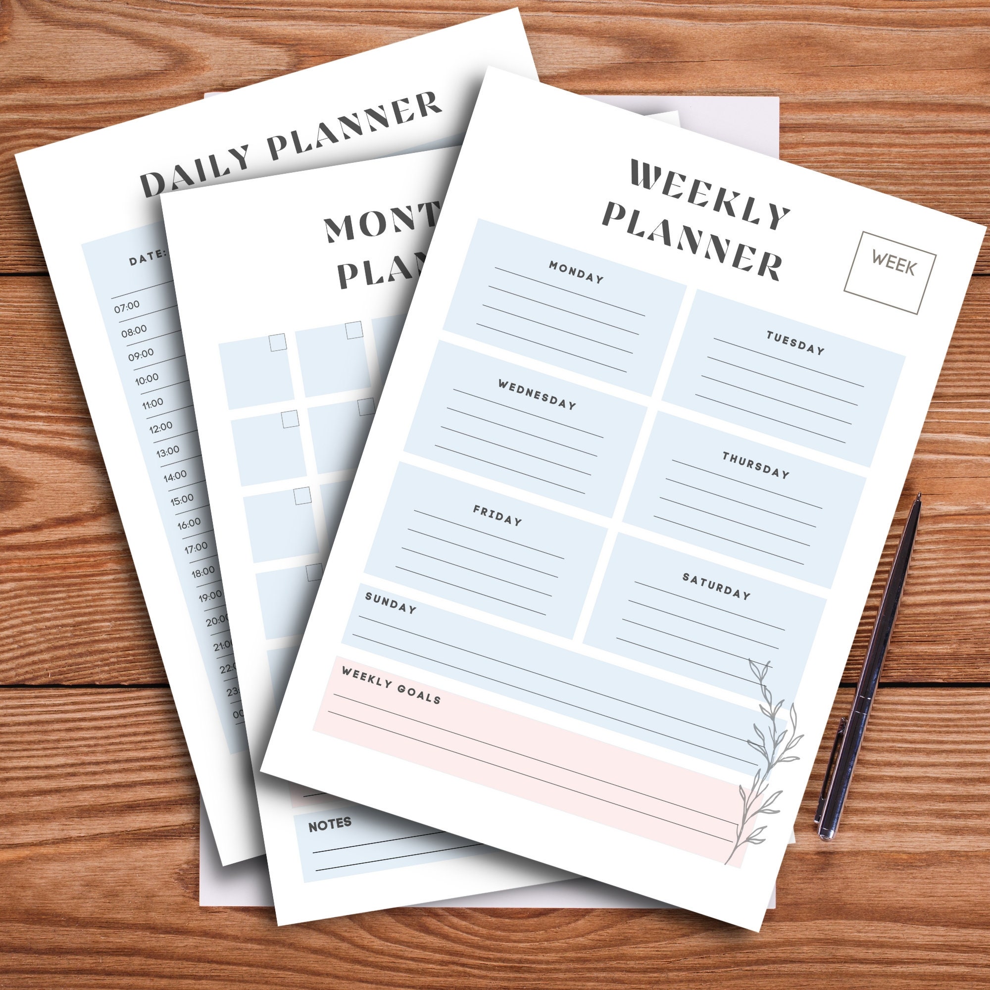 Printable Daily, Weekly, Monthly Goal Planner Sheet, Digital Download ...