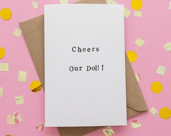 Cheers Our Doll! Thank You Card | Funny Irish Card | Irish Greeting Card | Thank You Card | Irish Humour