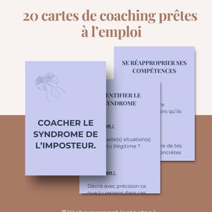 Coaching Cards – Imposter Syndrome | 20 Powerful Cards + PDF Guide | Coach Tool | Printable | Cards in French