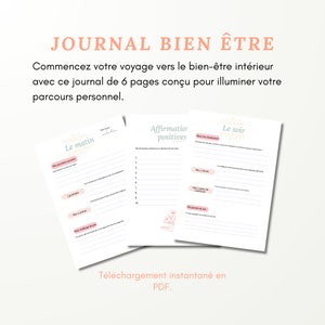 Well-being journal in French | Printable journal | Gratitude | Digital journal in French | Mental health, well-being | PDF journal