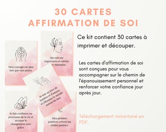 Carte affirmations positives en français à imprimer, affirmation de soi, Santé mentale Bien être Pensée Positive Mantra PDF français